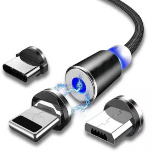 câble de charge magnétique USB 3en1 avec LED